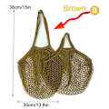 Miniatyrbillede 1 af 5: Genanvendelige købmandsvarer Tasker Bomuld Mesh streng Nettote Bag F Brown B