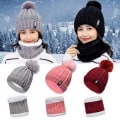 Miniatyrbillede 3 af 8: Vinterstrikket tørklædehuesæt Tykke varme Skullies Beanies Hatte F A7 one size