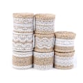Miniatyrbillede 3 af 5: 5 stk 2Meter/Rul Jute Jute Hessian Blondebånd Hvid Blonde Tri White 5pcs