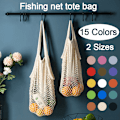 Miniatyrbillede 2 af 5: Genanvendelige købmandsvarer Tasker Bomuld Mesh streng Nettote Bag F Lemon yellow B
