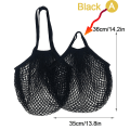 Miniatyrbillede 1 af 5: Genanvendelige købmandsvarer Tasker Bomuld Mesh streng Nettote Bag F Black A