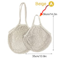 Miniatyrbillede 1 af 5: Genanvendelige købmandsvarer Tasker Bomuld Mesh streng Nettote Bag F Beige A