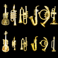 Miniatyrbillede 3 af 8: Dukkehus Miniature galvaniseret guld musikinstrument DIY S A3 onesize