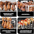 Miniatyrbillede 3 af 5: BBQ Rib Rack Multi Grill Rack Rustfrit stål Stege Rack Rib onesize