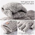 Miniatyrbillede 5 af 8: Strikkede Tykke Termiske Halvfingerhandsker Kvinder Mænd Vinter Udendørs Light gray