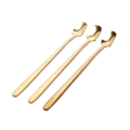 Miniatyrbillede 1 af 5: 3 Stk Langt Håndtag Firkantet Hoved Kaffeske Rustfrit Stål Farve Gold 3Pcs