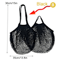 Miniatyrbillede 1 af 5: Genanvendelige købmandsvarer Tasker Bomuld Mesh streng Nettote Bag F Black B