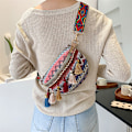 Miniatyrbillede 5 af 5: Væve Crossbody Tasker Kvinde Tassel Taljetaske Retro Læder Shou A2 one size
