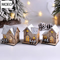 Miniatyrbillede 5 af 5: Jul LED Lys Træhus Lysende juledekoration One Size One Size