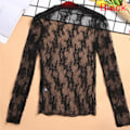 Miniatyrbilde 1 av 8: Elegant Transparent T-skjorte Sexy Lang Erme Mesh Tulles Se Th Black