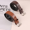 Miniatyrbillede 6 af 8: 1 stk 100 cm læderbælte taljebælter Metalspænde taljebukser Brown onesize