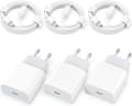 (3st) 1M USB-adapter 20W USB-C lightningkabel Apple iPhone 11/12/13/14 (3st) (2M + 20W)