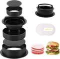 3-i-1 Burgerpress | Non-Stick Patty Makers | 100 Vaxpapper | Stor, Liten & Halv Pounder Burgerform Set