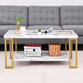 Miniatyrbillede 4 af 5: Sofabord sidebord sofabord sidebord konsolbord sofabord gyldent og hvidt
