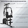 Miniatyrbillede 7 af 10: Multigym Fitness Station Med Lat Pull-Down Og Butterfly Bar Og 45 Kg Vægt Styrketræning Stål Imiteret Læder Sort 180 X 108 X 200 Cm