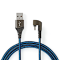 Pikkukuva 3 / 8: USB kaapeli | USB 2.0 | USB-A Uros | USB-C™ Uros | 480 Mbps | Kullattu | 1.00 m | Pyöreä | Nailon / Punottu | Musta / Sininen | Laatikko kannella ja i