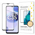 Miniatyrbillede 1 af 9: Holdbart 9H hærdet glas til hele skærmen på Realme C35 med ramme Case Friendly sort