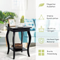 Miniatyrbillede 4 af 5: Sidebord med hylde med buede ben, sofabord, sofabord, 40 x 40 x 60 cm, sort