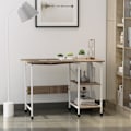 Pikkukuva 3 / 8: Taitettava Pöytä Liikkuva Työpöytä Pyörillä, Sivupöytä, Mdf, Luonnollinen, 107X55X76Cm