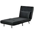 Miniatyrbillede 1 af 10: Sovestol Foldestol Sengefunktion Enkeltsofa Pude Gæsteseng Polstret Sofa Velvet Sort 77X88X83Cm