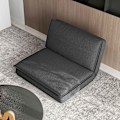 Miniatyrbillede 10 af 10: Gulvsofa 4-i-1 sammenfoldelig sovesofa med hørlook, polstret sovesofa kan holde op til 150 kg til soveværelse, stue, mørkegrå
