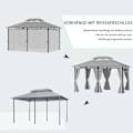 Miniatyrbild 6 av 10: Paviljong 3x4m trädgårdspaviljong med 6 sidopaneler, partytält, tält med dubbeltak, vattentät, mörkgrå för trädgård & evenemang |