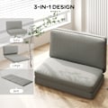 Miniatyrbillede 5 af 10: Gulvsofa 3-i-1 sammenfoldelig sovesofa med fløjlslook, polstret sovesofa kan holde op til 240 kg til soveværelse, stue, lysegrå