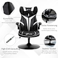 Miniatyrbillede 7 af 9: Gaming Stol Ergonomisk Computerstol Med Vippefunktion Drejestol Højdejusterbar Stål Sort + Hvid 67 X 75 X 106-112 Cm