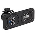 Pikkukuva 1 / 7: Uppoasennussarja: volttimittari 6-30V + USB-portti kaksoistyyppi A 2x2100mA