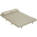 Miniatyrbillede 1 af 10: Sovesofa med sovefunktion 130 x 78 cm sofa med lændepude, fløjlslook, justerbart ryglæn til stue, soveværelse, beige