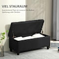 Miniatyrbillede 5 af 10: Bænk polstret bænk med opbevaringsplads brystbænk entre soveværelse stue linnedlignende polyester gummi træ sort 100 x 40 x 44 cm