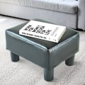 Miniatyrbild 5 av 10: Pall Chesterfield Bänk Gjord Av Konstläder, Svart, 40X30X24Cm