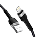 Pikkukuva 2 / 8: Punottu kaapeli iPhonelle USB-A - Lightning 2.4A 1m musta