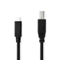 Pikkukuva 1 / 3: USB kaapeli | USB 2.0 | USB-C™ Uros | USB-B Uros | 480 Mbps | Niklattu | 2.00 m | Pyöreä | PVC | Musta | Laatikko