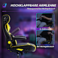 Miniatyrbillede 8 af 10: Gamingstol med vippe- og benfunktion, ergonomisk computerstol, højdejusterbar, drejelig skrivebordsstol med højttaler, bæreevne op til 120 kg, sort +