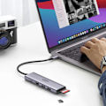Miniatyrbillede 7 af 9: 6-i-1 multifunktionel USB-C HUB - 2x USB HDMI 4K SD og TF kortlæser USB-C PD 100W grå