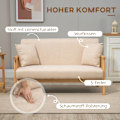 Miniatyrbild 5 av 10: 2-Sits Soffa Soffa 2 Svankkuddar Vadderade Trästomme Linnelook Dubbelsoffa Smårum Beige