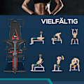 Miniatyrbillede 5 af 10: Vægtbænk Justerbar Træningsbænk Med Elastisk Reb Siddebænk 6 Niveauer Ryglænsgradientvægt Op Til 150 Kg 145 X 49 X 57-127 Cm