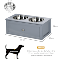 Miniatyrbillede 4 af 10: Hundeskålskuffe Rustfrit Stål Dobbeltskål Medium Hundegrå Foderstation