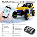 Pikkukuva 5 / 5: 2-paikkainen 12V lastenauto musiikilla ja ajovaloilla 118 x 74 x 71 cm-keltainen