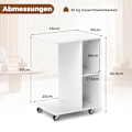 Miniatyrbillede 3 af 5: C-formet sidebord, smalt sidebord med hylder, mobilt sengebord til stue, hvid