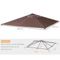Pikkukuva 4 / 10: Vaihto Roof Gazebo 2,93X2,93M Gazebo Cover Aurinkosuoja Polyesteri Kahvi