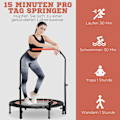 Miniatyrbillede 9 af 10: Minitrampolin Lcd-Skærm 102 Cm Fitnesstrampolin Med 4-Vejs Højdejusterbart Håndtag Op Til 100 Kg