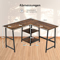 Miniatyrbillede 2 af 5: Skrivebord L-Shape hjørne skrivebord med stikkontakter &amp; USB-porte 120 x 120 x 75 cm rustik brun