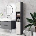 Miniatyrbillede 2 af 10: Smalt badeværelsesskab, højt toiletskab med justerbar hylde og 2 åbne rum, badeværelsesskab til små rum badeværelse, stue 30 x 30 x 183 cm grå |