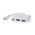 Miniatyrbillede 1 af 6: USB Multi-Port Adapter | USB 3.2 Gen 1 | USB-C™ Han | HDMI ™ -udgang / USB-A Hun / USB-C™ Hun | 5 Gbps | 0.10 m | Runde | Nikkelplateret | PVC | Hvid
