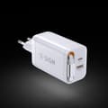 SiGN GaN Snabbladdare USB-C/USB-A 65W med förlängningsbar USB-C-kabel - Vit