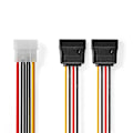 Pikkukuva 1 / 6: Sisäinen Virtakaapeli | Molex uros | 2x SATA 15-Pin naaras | Kullattu | 0.15 m | Pyöreä | PVC | Monivärinen | Laatikko