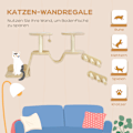 Miniatyrbild 5 av 10: Kattklätterväggsset, 3-delad kattmöbel med skrapstolpe, sittpinnar, stege, trappsteg, skrapbräda, för katter upp till 5 kg, sisal, beige