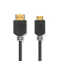 Pikkukuva 1 / 3: High Speed ​​HDMI ™ Kaapeli Ethernet | HDMI™ liitin | HDMI™ Mini | 4K@60Hz | 18 Gbps | 2.00 m | Pyöreä | PVC | Antrasiitti | Ikkunallinen laatikko